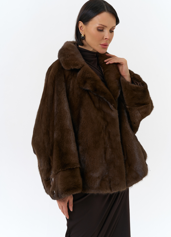 Укороченная шуба из меха норки  модель № 32031 универмаг малина