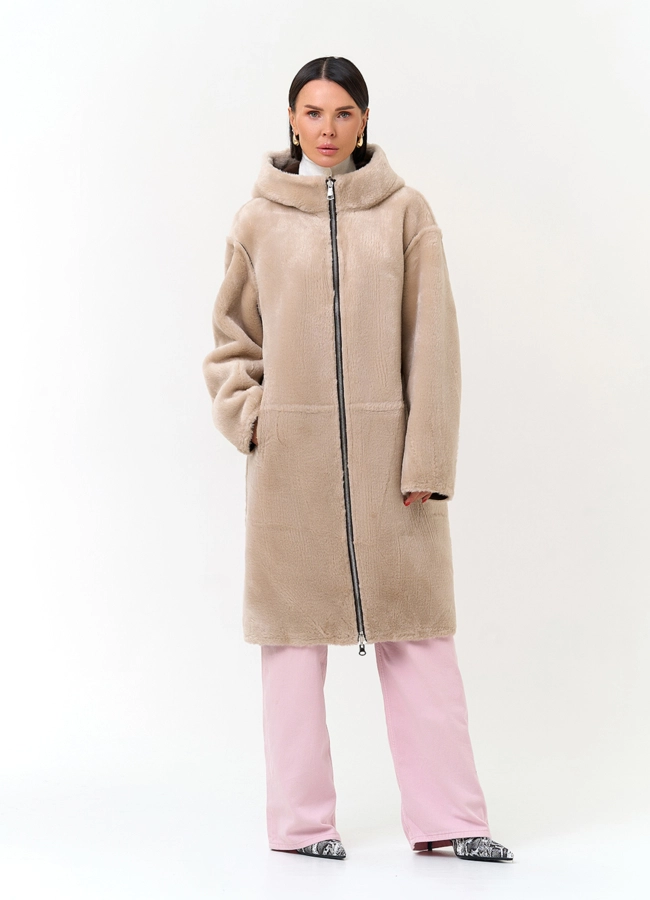 Женская дубленка из эко замши модель № 33913 в рассрочку