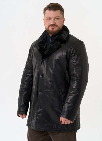 Мужская дубленка с английским воротником