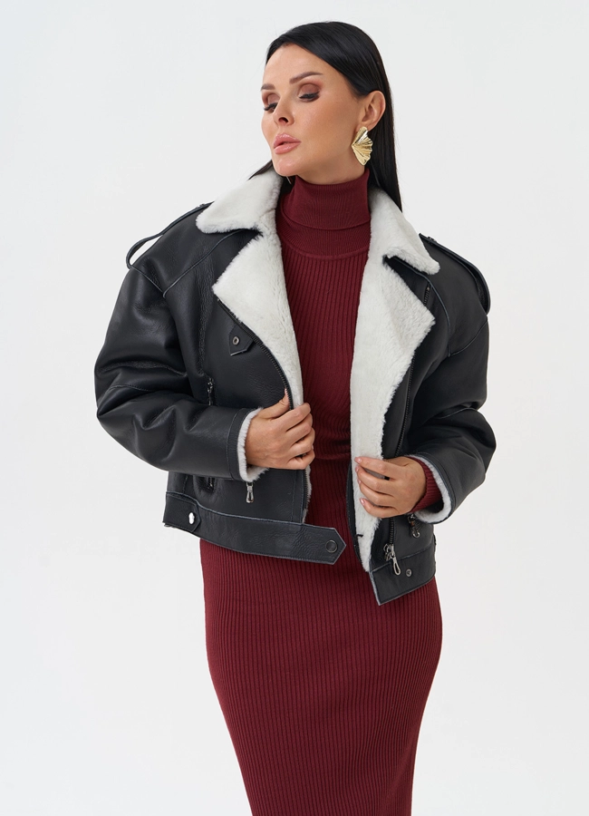 Дубленка из натуральной кожи модель № 28691 универмаг малина