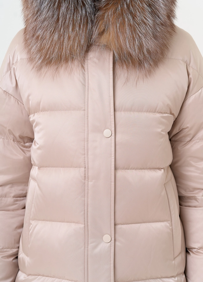 Женский пуховик с отделкой из меха блюфрост модель № 31440 универмаг малина
