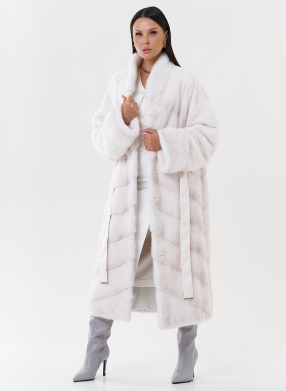 Шуба из меха норки с воротником шаль