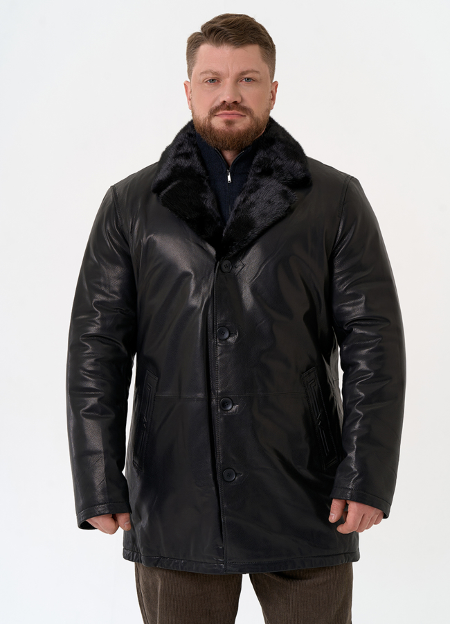 Мужская дубленка с английским воротником модель № 31779 универмаг малина