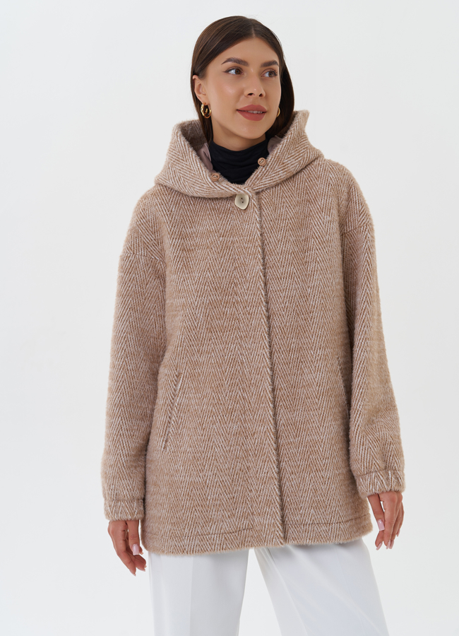 Женское пальто с капюшоном модель № 27668 в кредит