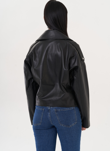 Куртка "косуха" из натуральной кожи с английским воротником