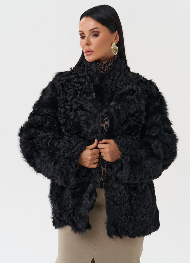 Женская двухсторонняя натуральная дубленка модель № 28422 универмаг малина