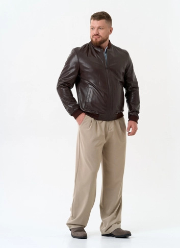Мужская куртка бомбер из натуральной кожи фото