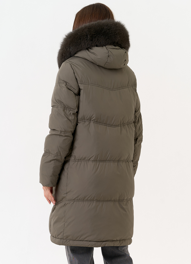 Женский пуховик с капюшоном из меха песца модель № 31698 в рассрочку