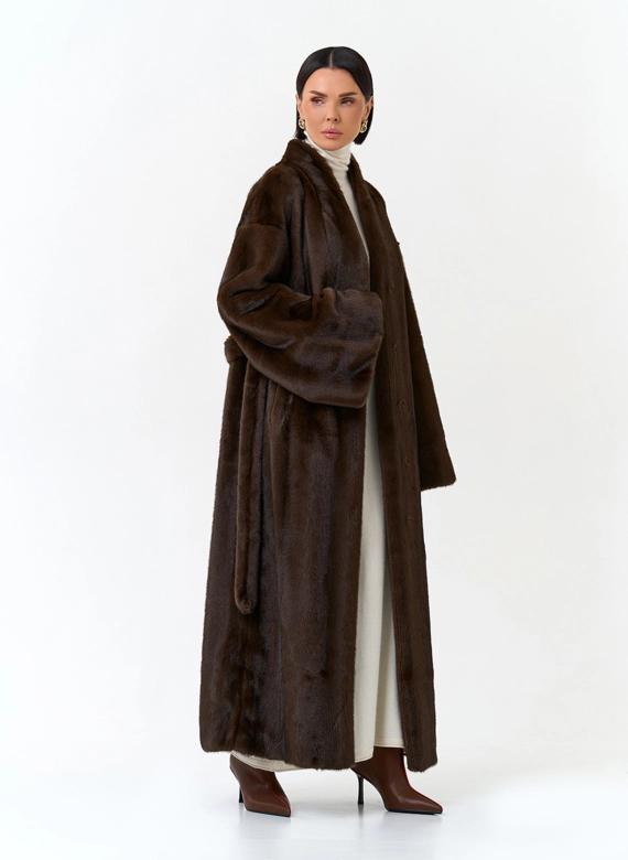 Длинная шуба из эко меха фото