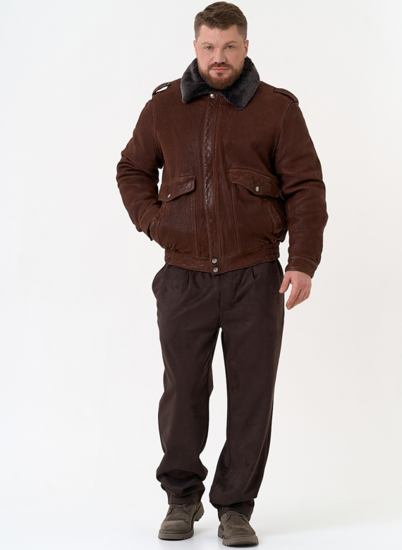 Куртка пилот из натуральной кожи с отделкой из овчины